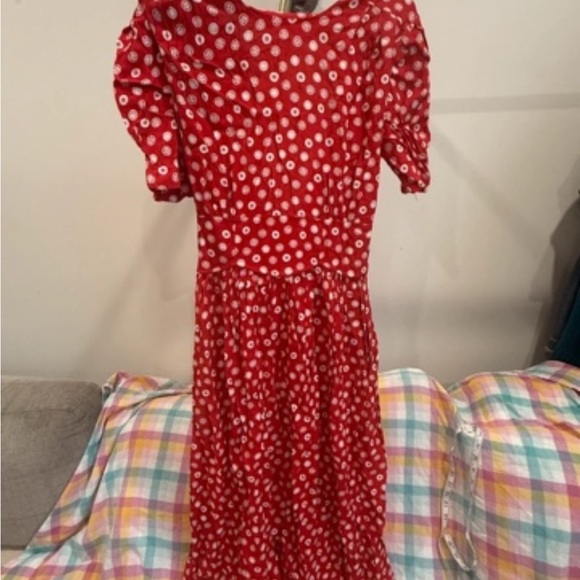 karin stevens Dresses & Skirts - karin stevens Red Dress with White Medallion Print